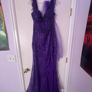 Elegant Purple Sequin Gown